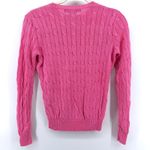 Ralph Lauren Black Label Pink Cable Knit Crewneck Long Sleeve Silk Sweater Small Photo 6