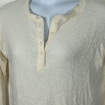 American Eagle AE  Cream Waffle Knit Long Sleeve Henley Tee XS Oversized Photo 7