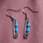 Handmade Safety Pin Earrings Blue Photo 2