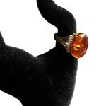 Vintage 14k Gold Plated Amber And CZ Ring Photo 0