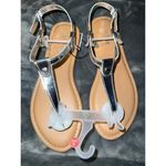 West Loop  Women’s Size S 5/6 T-Strap Sandals Silver Cushioned insoles Photo 0