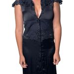 Paco Rabanne Black Eyelet Sleeve MIDI Button front dress sz 34 US 2 Blue Photo 1