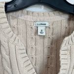 L.L.Bean V Neck 100% Cotton Cable Knit Pullover Beige Sweater Sz M #286482 Photo 2