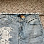The Vintage Shop Distressed Denim Jeans With Hand Embellished Lace Added Large Photo 4