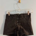 trendy y2k lace up faux leather micro mini shorts size S Photo 1