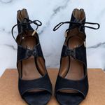Aquazzura Muse black suede cutout ankle-tie sandal stiletto size IT 38.5 US 8.5 Photo 1