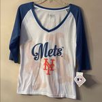 Genuine Merchandise Women’s NY METS Vee Neck Shirt NWT Size Large Photo 0