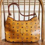 MCM Cognac Visetos Coated Canvas Shoulder Bag Leather Monogram Gold Vintage Photo 0