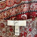 Joie  100% Silk Red Tan Floral Racerback Babydoll Top Camisole Ruffle Photo 4