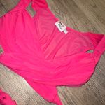 Princess Polly Hot pink mesh crop top with tie back Photo 1