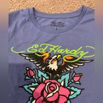 Ed Hardy  Pale Blue Graphic Print Crop Top Tee Photo 2