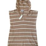 Olivaceous size M/L sleeveless hooded dusty rose and white striped coverup Photo 7