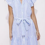 Vineyard Vines  Shirt Dress Seastitch Double Gauze Blue White Stripe Size Medium Photo 0