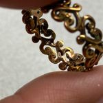 Vintage CopperTone Filigree Heart Band Stacking Ring Size 9 Sweetheart Jewelry Gold Photo 4