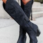 Black Leather Cowgirl Boots Size 6 Photo 0