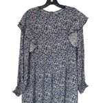 Sonmer Womens Floral Long Sleeve Ruffle Trim Maxi Dress Blue Multi Small NWT‎ Photo 3