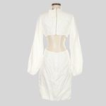 DISSH Tina White Linen Twist Mini Dress Size 4 Cutout Long Sleeve V Photo 8