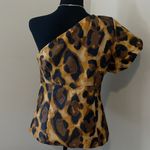 Kenar  Leopard Print One Shoulder Blouse with Rhinestones • One Shoulder • Size 8 Photo 3