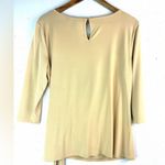 Joan Vass  L Long Sleeved Side Swag Top in Beige Photo 3
