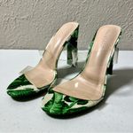 Boohoo Palm Print Clear Strap Heel Mules Photo 1