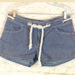 BB Dakota Denim Shorts Womens 9 Blue Railroad Stripes Rope Waist Nautical Y2K Photo 0