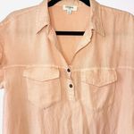 Umgee Light Peach Collared Raw Hem Short Sleeve Mini Utility Dress Photo 2