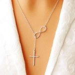 Lariat Infinity and Cross Necklace Photo 0