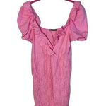 ZARA Women's XS Pink Ruffle Smocked Bodice Mini Dress Bubble Sleeve Photo 0
