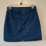 Free People Women's Blue Notched Front Wrap Button Denim Mini Skirt Sz 6 Photo 7