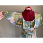 dress maxi floral flower power boho flutter sleeve green pink purple Photo 3