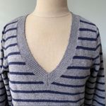 Gap  Gray and Navy Stripe V Neck Sweater Photo 1