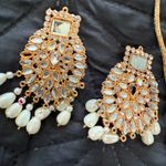 Indian Pakistani bridal wedding pearl jewelry set Gold Photo 2