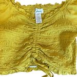 Japna Japan Smocked Long Sleeve Crop Top Golden Yellow Womens Size XS Photo 6
