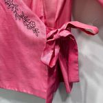 Dress Barn Vintage Pink with Black Embroidered Flowers Kimono Style Wrap Top by Photo 6