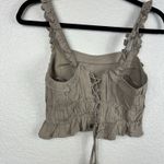 Mable Women's Frilly Strap Lace Up Crop Top Brown Size L Size L Photo 4