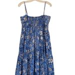 Christian LaCroix Blue Floral Linen Tiered Maxi Dress Boho Tie Front Smocked L Photo 3