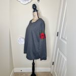Very J NTM:  Thicker Charcoal Long Sleeve Top with 3D Rose Embroidery Sz XL Photo 9