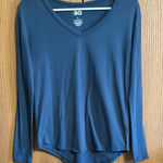 SO  Women's Navy Long Sleeve V-Neck Tee Photo 0