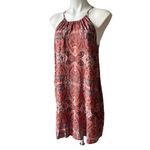 Lucky Brand Kaye Red Multicolor Paisley Halter Fully Lined Mini Dress, Sz S Photo 4