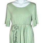 NWT! WOOXIO Maternity Top Sage Green Ruffle Sleeve Tie Waist Tunic Size L WX0204 Size L Photo 0