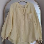 Aerie Yellow and White Striped Button Down Tunic Photo 0