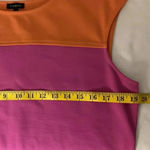 Talbots  Midi Dress Orange & Pink Color Block Sleeveless Size 12 Stretchy Large Photo 3