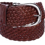 Michael Kors  Dark Brown Genuine Braided Woven Leather Wide Western Charm Belt M Photo 0