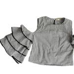 Gianni Bini Top Lexi Gingham Tiered Sleeves Cold Shoulder Blouse Photo 9