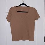 A New Day Tan V-Neck Short Sleeve Tee Photo 0