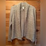 Chico's Size 3 (XL/16) Beige Wool Blend Knitted Open Front Sweater Cardigan. Photo 3