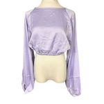 We Wore What NWT Women's Billow Sleeve Blouse Heather Purple Size L Open Back Photo 2
