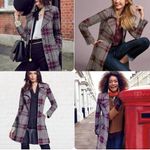 CAbi Sovereign Belted Trench Coat Purple Plaid Jacket Medium Photo 2