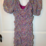 Lush Clothing Lush Purple Floral Ruched Mini Dress Photo 0