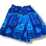 Vintage 90s Petite Shorts Baggy Blue Tropical Print Elastic Waist Oversized Size undefined Photo 7